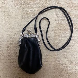 Black leather crossbody dress bag